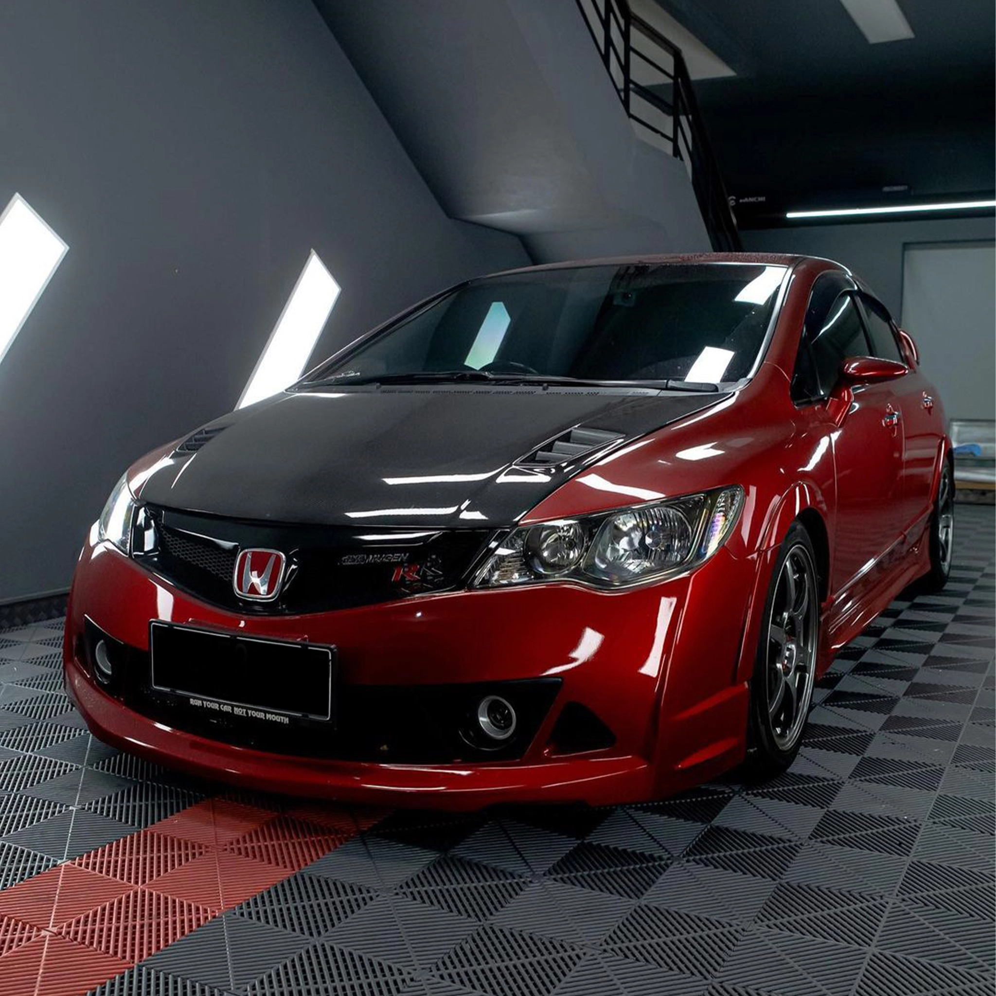 kap mesin karbon civic fd