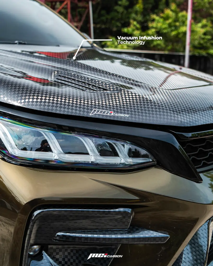 Carbon Engine Cap untuk toyota fortuner model ZA