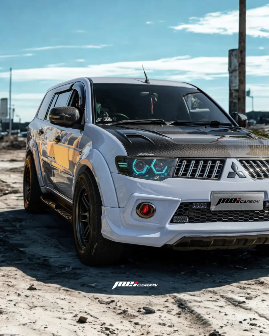 Pajero Sport 2008 - 2015 with carbon engine cap